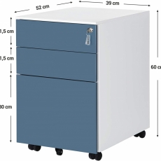 Kancelársky kontajner Hakan, 60 cm, biela/modrá - 4