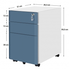 Kancelářský kontejner Delin, 55 cm, bílá / modrá - 3
