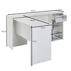 Kancelársky stôl Renol, 145 cm, biela - 4
