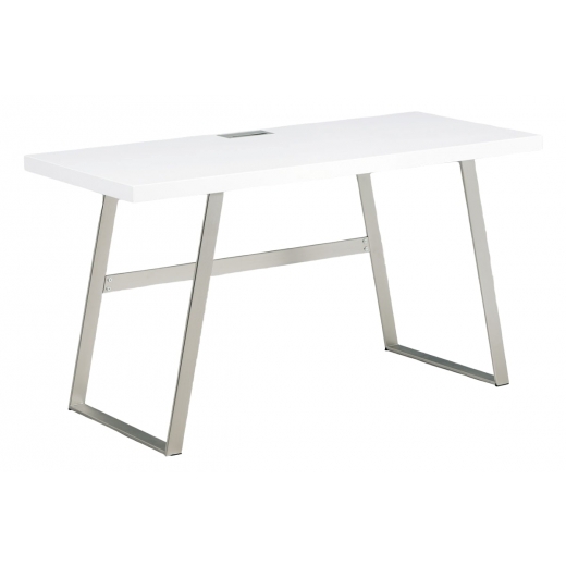Kancelársky stôl Roland, 140 cm, biela/nikel - 1