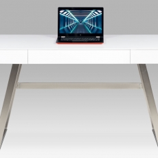 Kancelársky stôl so zásuvkami Roland 1, 140 cm, biela/nikel - 5