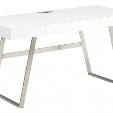 Kancelársky stôl so zásuvkami Roland 1, 140 cm, biela/nikel - 1