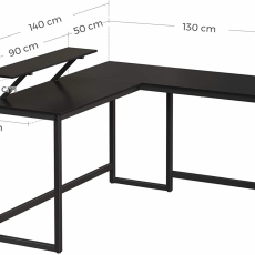 Kancelársky stôl Stella, 140 cm, čierna - 2