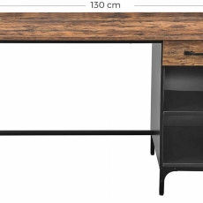 Kancelářský stůl Stella, 130 cm, hnědá / černá - 6