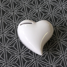 Kasička keramická Srdce, 12 cm, bílá - 3