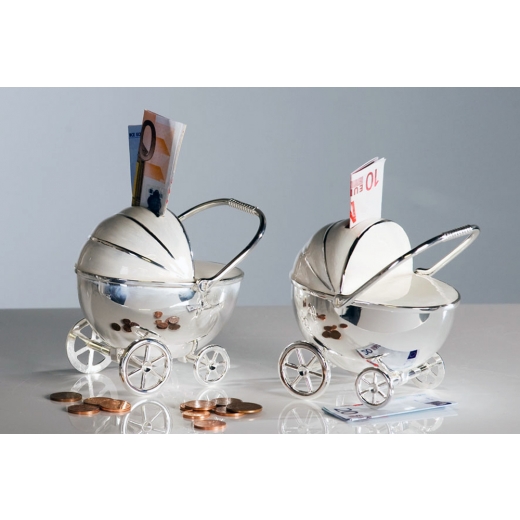 Kasička kovová Kočárek, 11 cm - 1