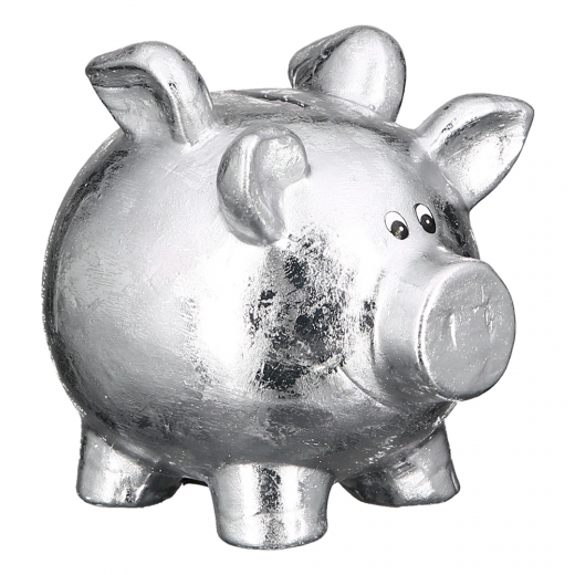 Kasička Pigg, 15,5 cm, stříbrná - 1