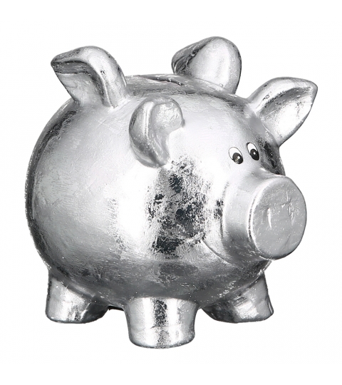 Kasička Pigg, 15,5 cm, stříbrná