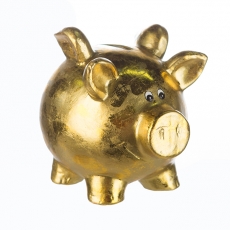 Kasička Pigg, 15,5 cm, zlatá - 2