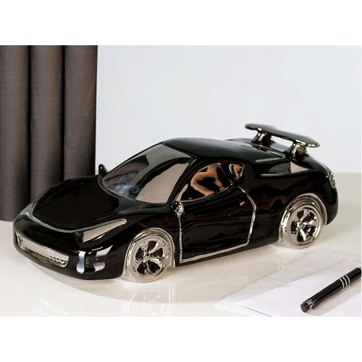 Keramická dekorace Sportovní auto, 37 cm, černá - 1