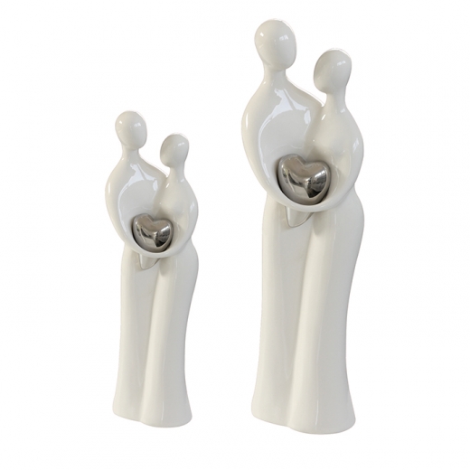 Keramická figurka Paar, 39 cm, bílá / stříbrná - 1