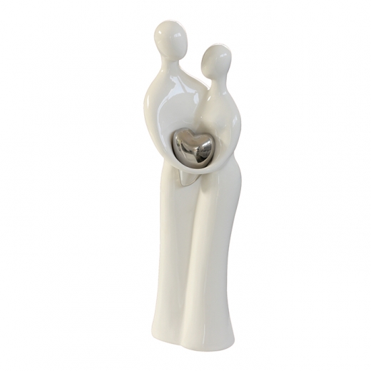 Keramická figurka Paar, 70 cm, bílá / stříbrná - 1