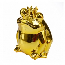 Keramická kasička Frog, 15 cm, zlatá - 1