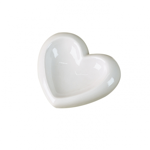 Keramická miska na šperky Srdce, 11,5 cm, biela - 1