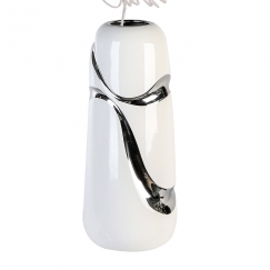 Keramická váza Classic, 28 cm, biela/strieborná