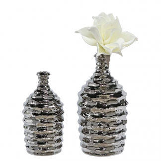 Keramická váza Foggia, 21 cm, stříbrná