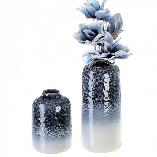 Keramická váza Luna, 37 cm, modrá / biela - 1