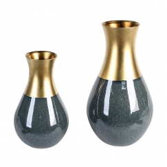 Keramická váza Opulent, 45 cm, modrá/zlatá