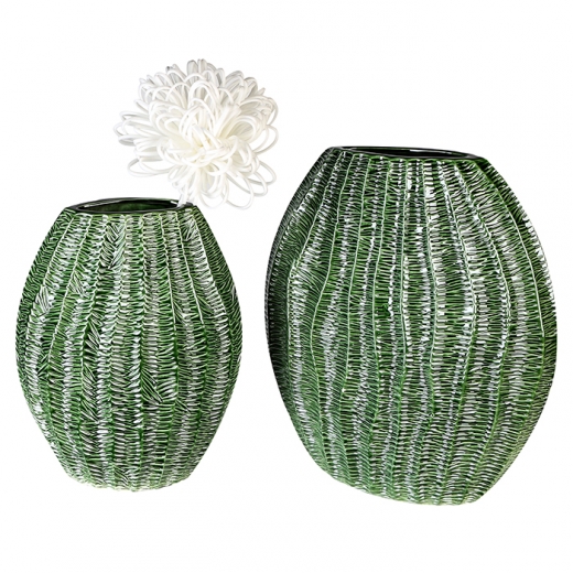 Keramická váza Organico, 36 cm, zelená - 1