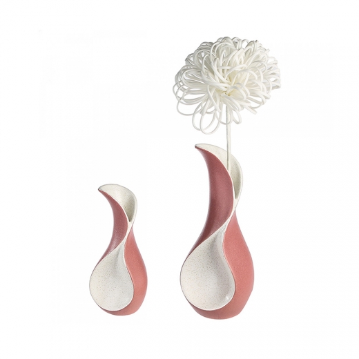 Keramická váza Swing, 23 cm, krémová/ružová - 1