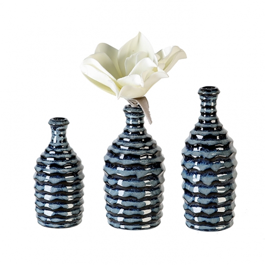 Keramické vázy Foggia, súprava 3 ks, modrá - 1