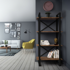 Knihovna Desta, 150 cm, ořech / černá - 2
