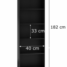 Knihovna Loka I, 182 cm, černá - 4