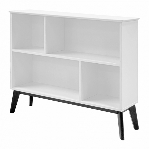 Knihovna / otevřená skříň Milenium, 114 cm, bílá/černá - 1