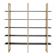 Knihovna / regál s policemi Book Double, 200 cm, dub/černá - 3