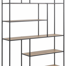 Knihovna Seaford, 185 cm, černá / dub - 1