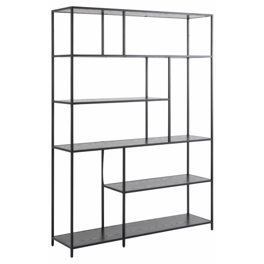 Knihovna Seaford, 185 cm, černá - 1