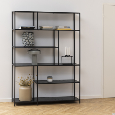 Knihovna Seaford, 185 cm, černá - 3