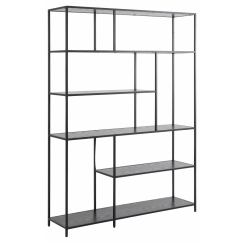 Knihovna Seaford, 185 cm, černá