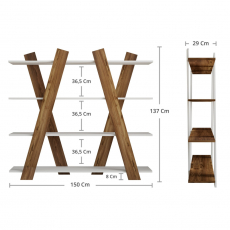 Knihovna Xtreme, 137 cm, ořech / bílá - 7