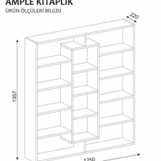 Knižnica Ample, 136 cm, biela - 3