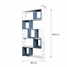 Knižnica Box, 170 cm, biela / modrá - 5