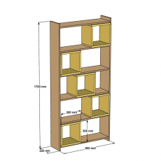 Knižnica Box, 170 cm, biela / orech - 5