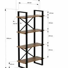 Knižnica Desta, 150 cm, orech / čierna - 4