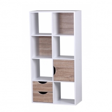 Knižnica zásuvkami a dvierkami Boken, 120 cm, biela/dub - 4