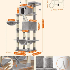 Kočičí strom Frieda, 206 cm, šedá - 6