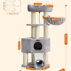 Kočičí strom Pablo, 141 cm, šedá - 6