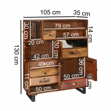 Kombinovaná skříň Patna, 130 cm, mangové dřevo - 2