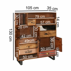 Kombinovaná skriňa Patna, 130 cm, mangové drevo - 2