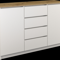 Komoda Dade, 120 cm, biela / dub - 1