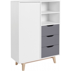 Komoda Frend, 125 cm, biela / šedá