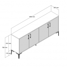 Komoda Kiev, 180 cm, orech / biela - 6