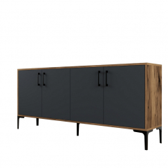 Komoda Kiev, 180 cm, šedá / ořech
