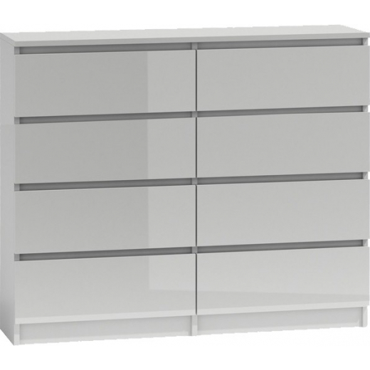 Komoda Malwa I, 120 cm, biela lesk - 1