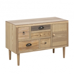 Komoda s 5 zásuvkami a dverami Thess, 81 cm, hnedá