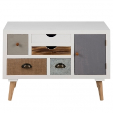 Komoda s 5 zásuvkami a dveřmi Thess, 81 cm